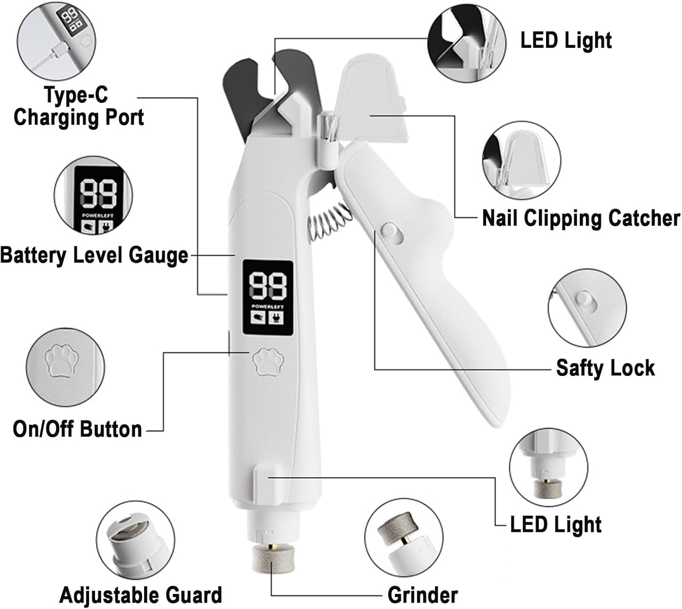 2-in-1 LED Nail Clipper & Grinder for Cats & Dogs