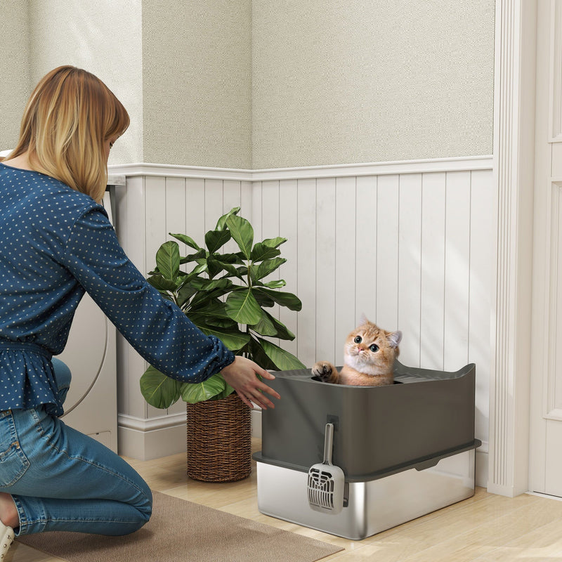 Stainless Steel Cat Litter Tray, Extra Large Enclosed