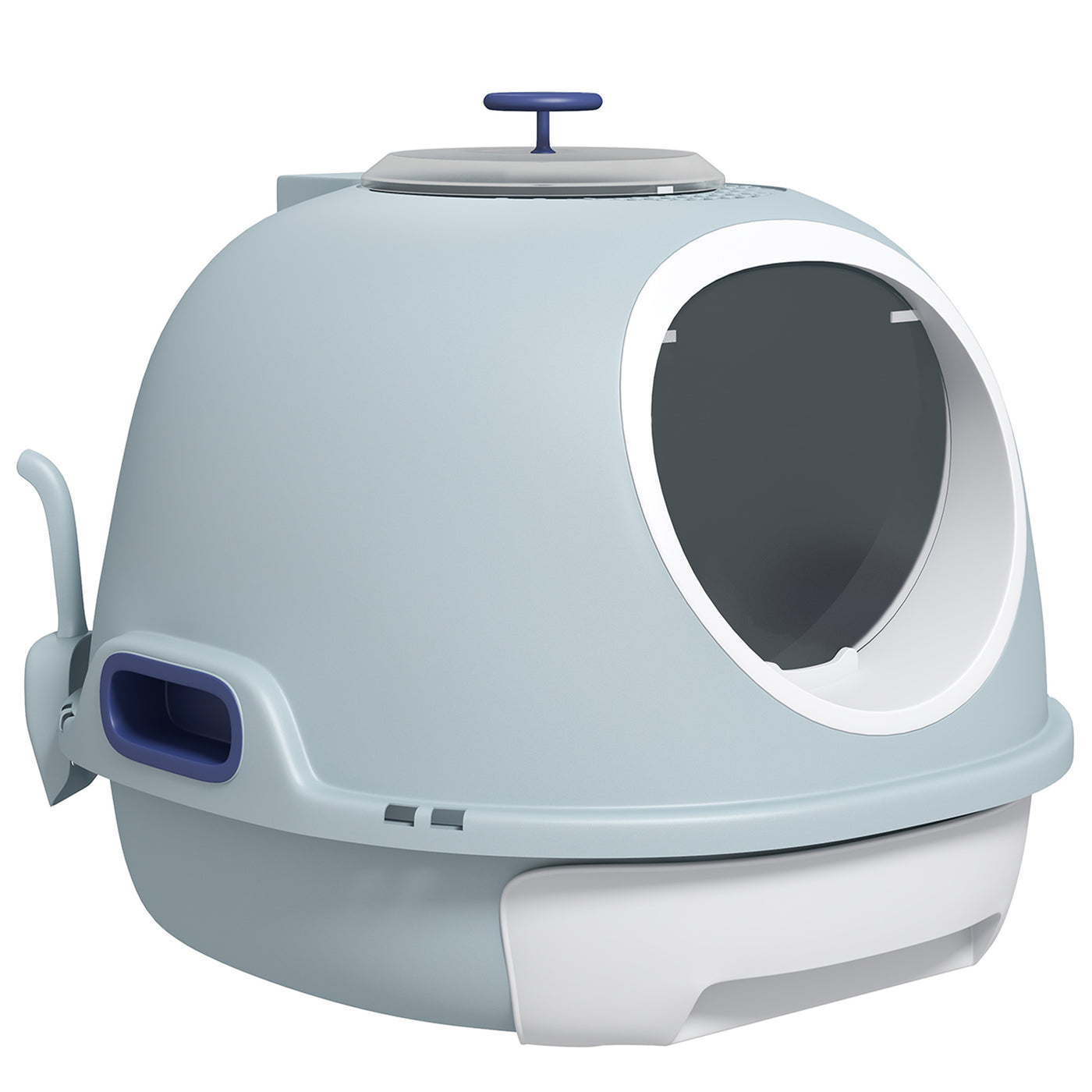 Enclosed Cat Litter Box with Top Exit and Scoop