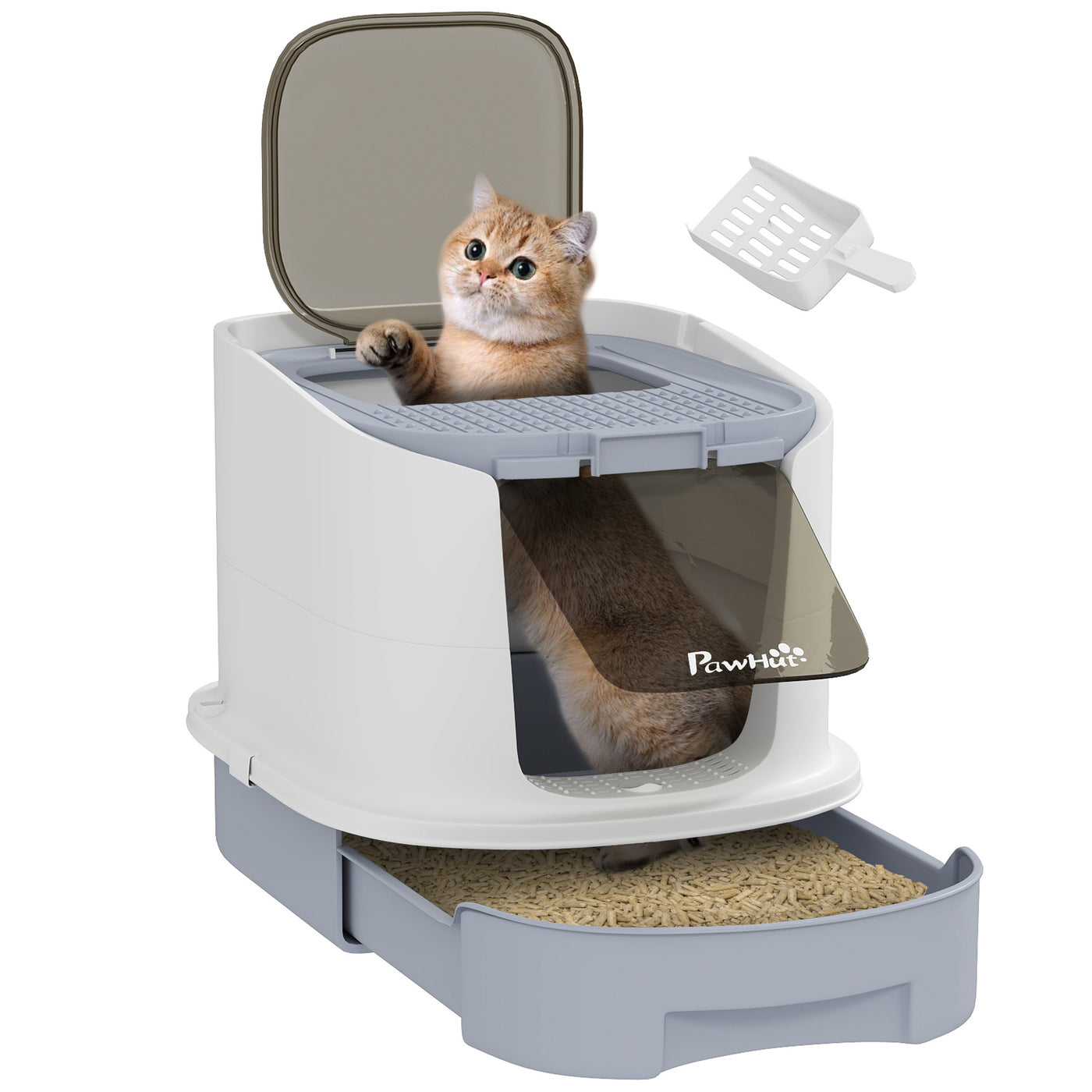 Enclosed Cat Litter Box with Lid, Scoop & Odour Bags