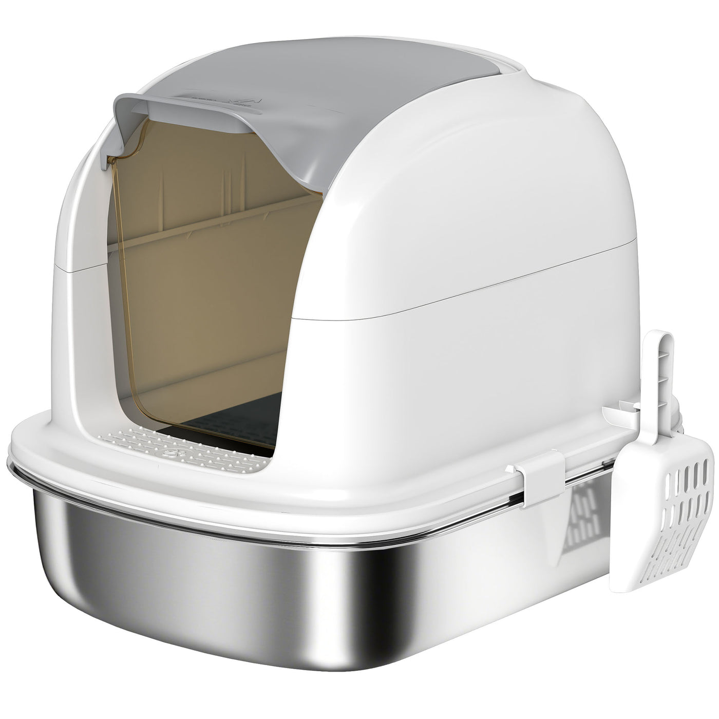 Stainless Steel Enclosed Cat Litter Box with Flip Cover