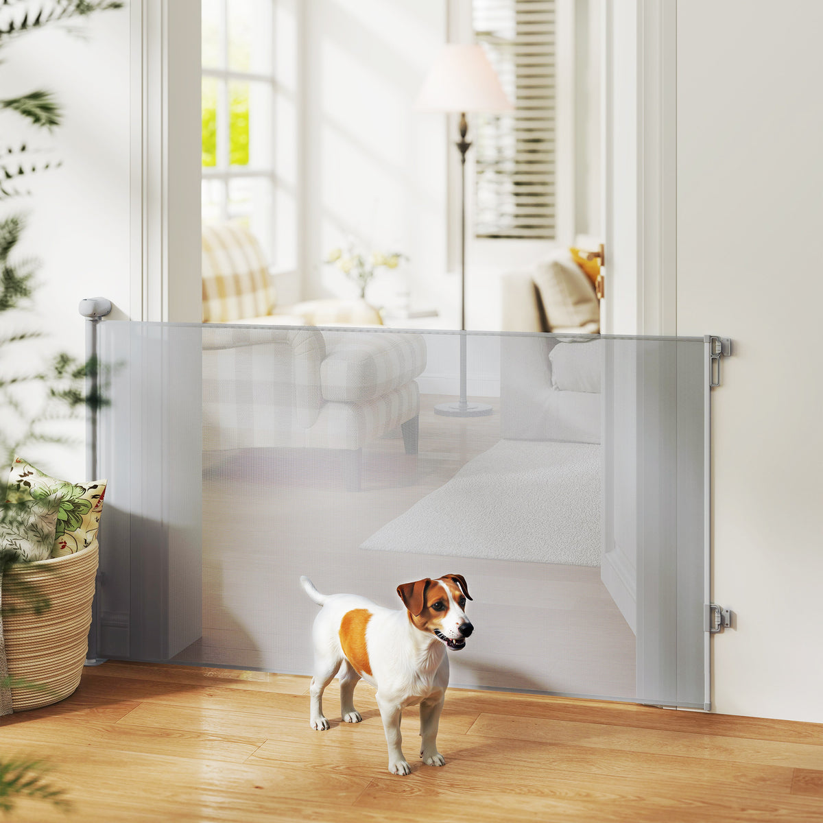 Retractable Dog Gate for Doorways and Stairways