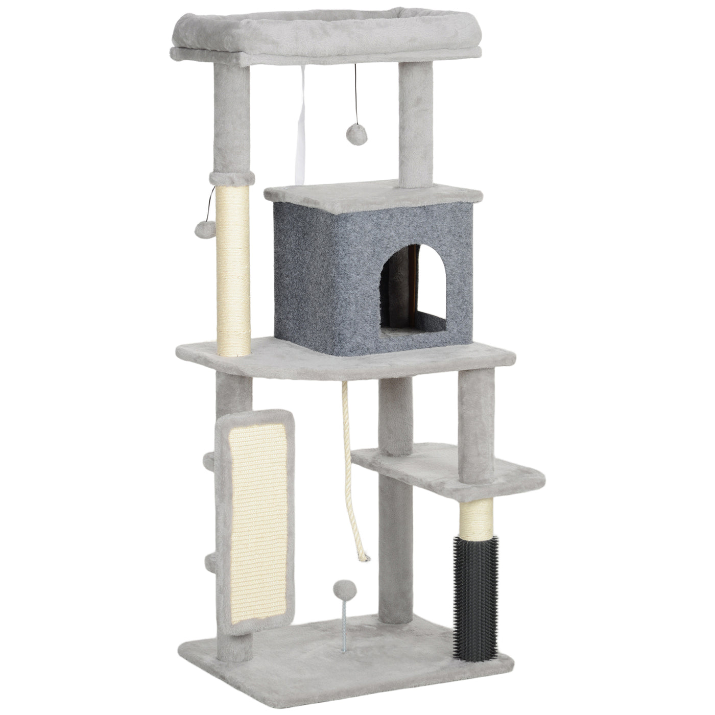132cm Cat Tree with Scratching Posts & Cat Bed
