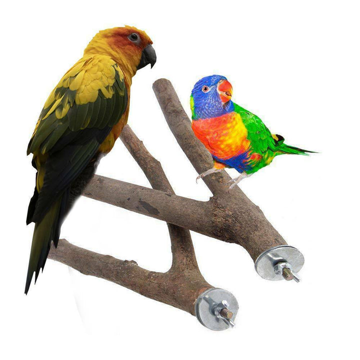 Natural Wood Hanging Perches for Pet Birds, 2 Pack