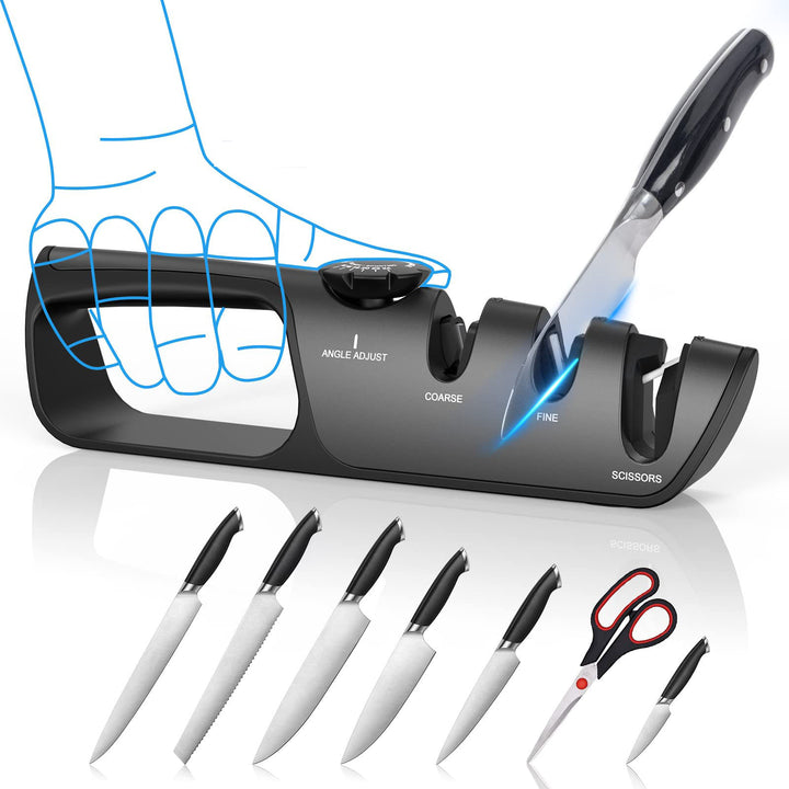 Support pan European shipping--Knife Sharpener 5 In 1 Adjustable Angle Kitchen Grinding Machine Professional Knife Scissors Sharpening Tools Home Kitchen Knife