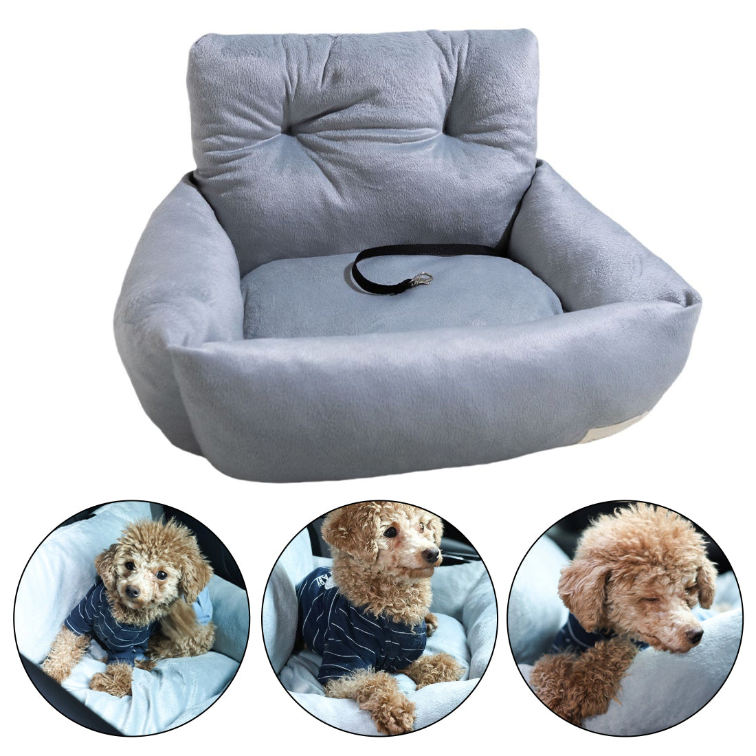 Plush Travel Car Booster Seat and Bed for Dogs and Cats
