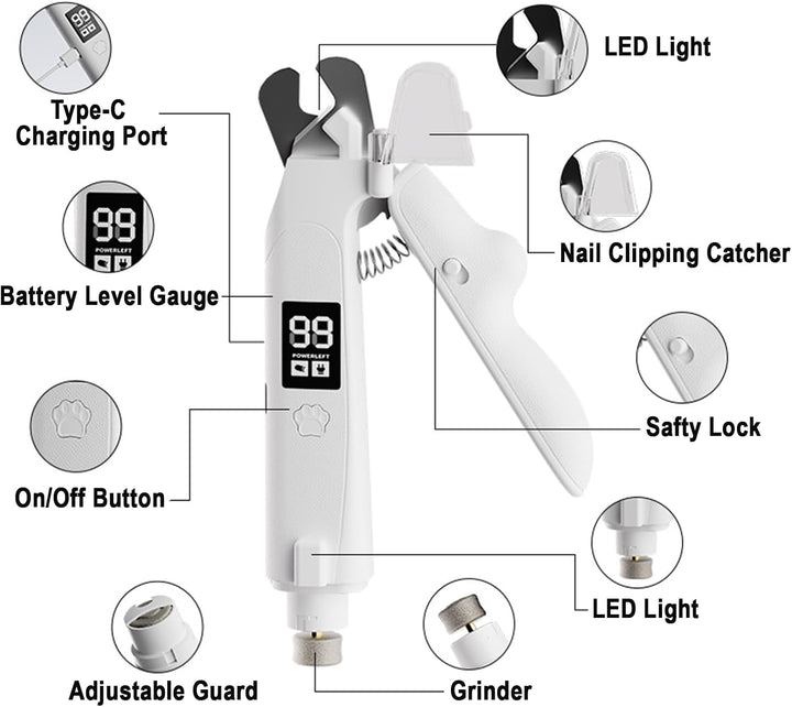 2-in-1 LED Nail Clipper & Grinder for Cats & Dogs