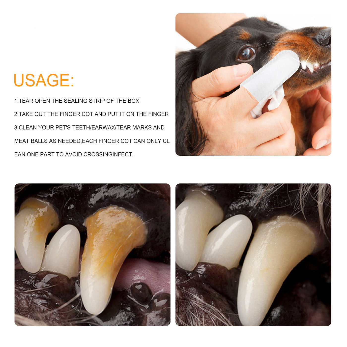 Pet Teeth Cleaning Wipes for Dogs and Cats