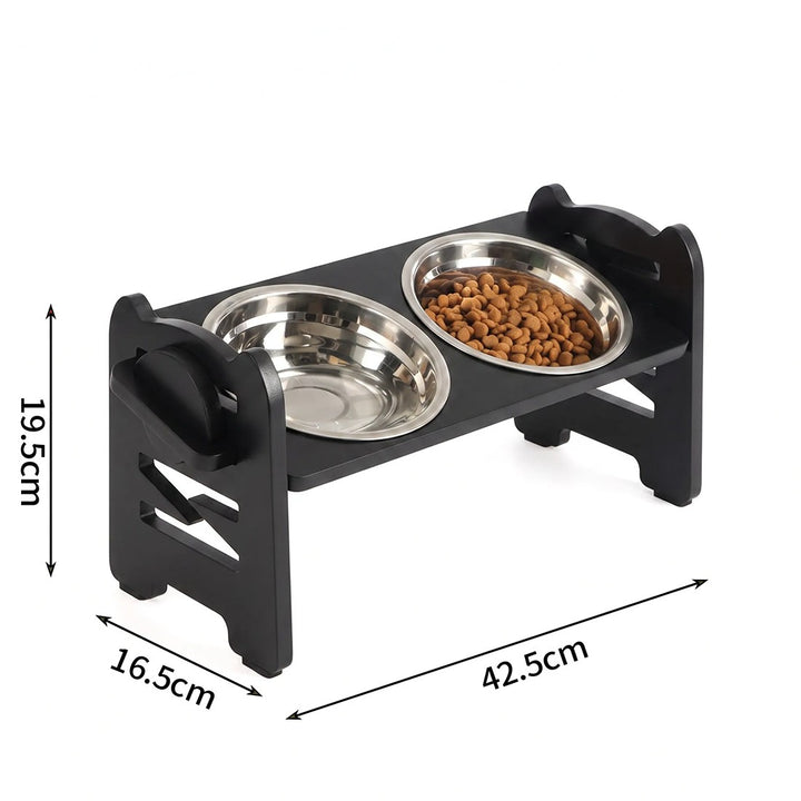 Adjustable Raised Feeding Stand with Two Stainless Steel Bowls