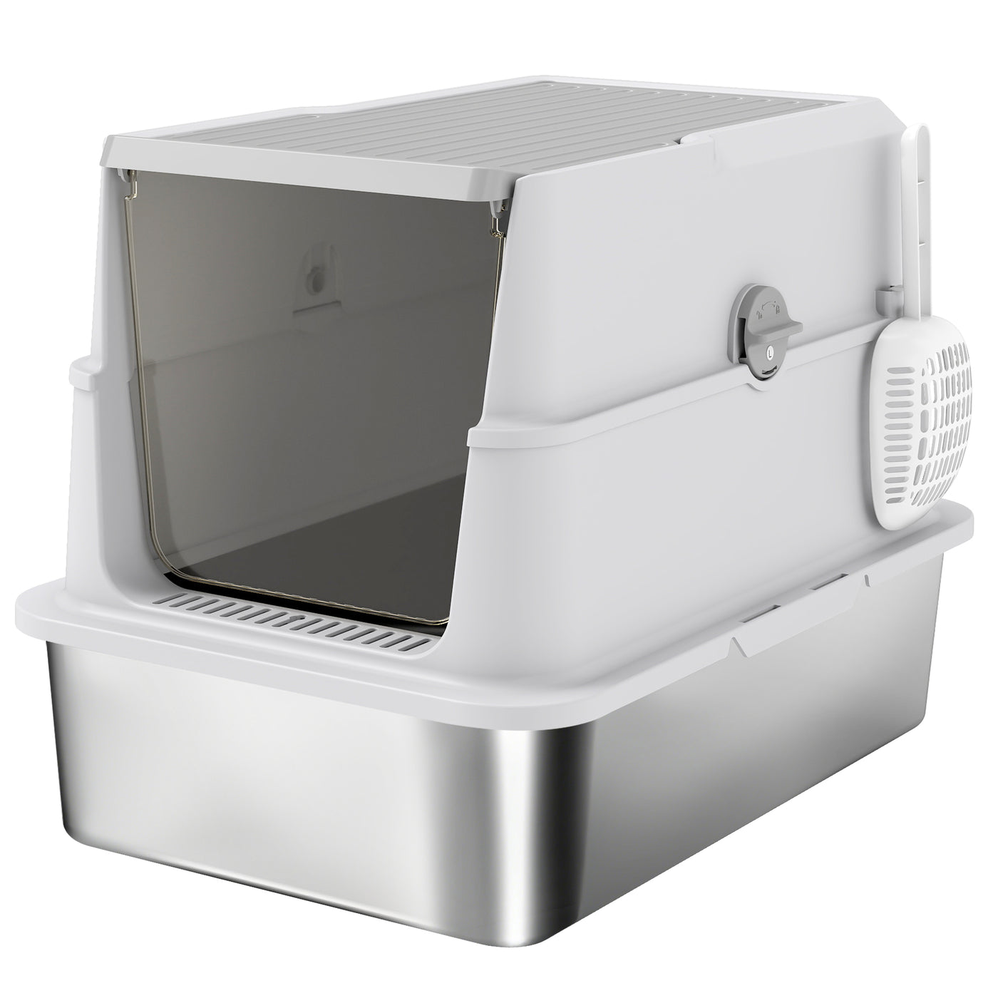 Extra Large Stainless Steel Cat Litter Tray with Flip Top