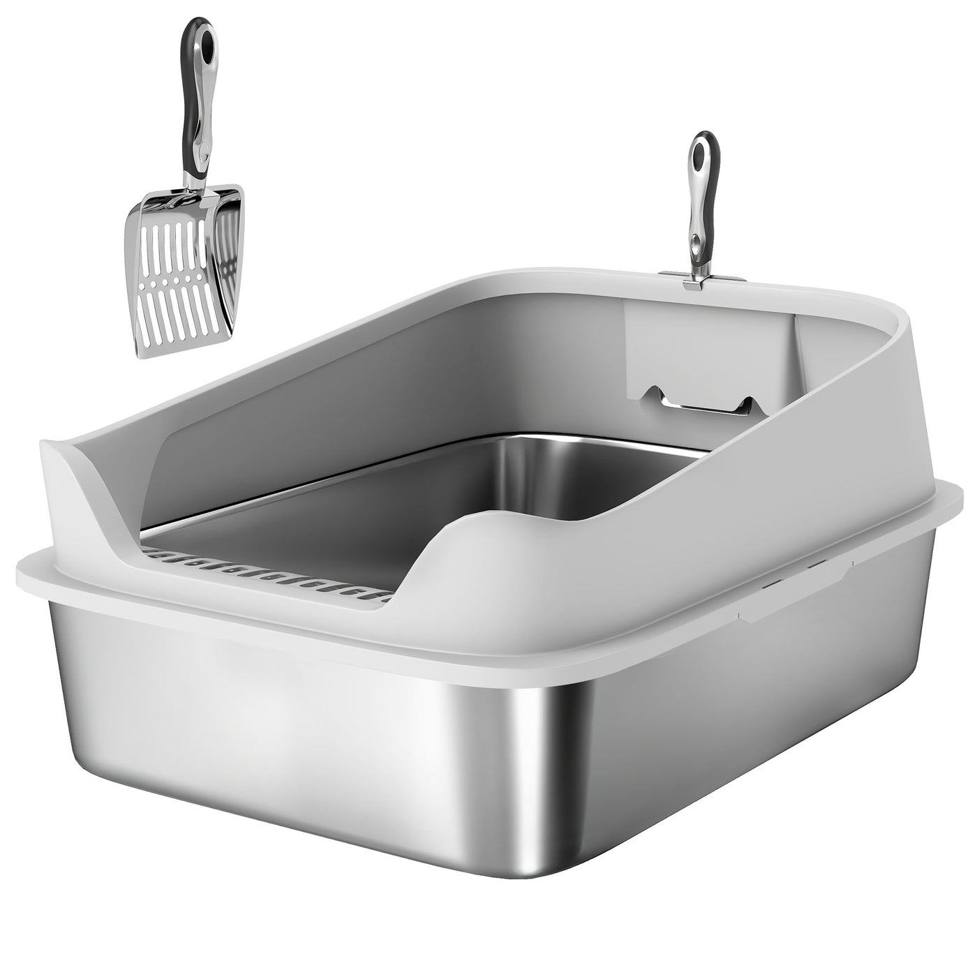 PawHut XXL Stainless Steel Cat Litter Box with High Sides
