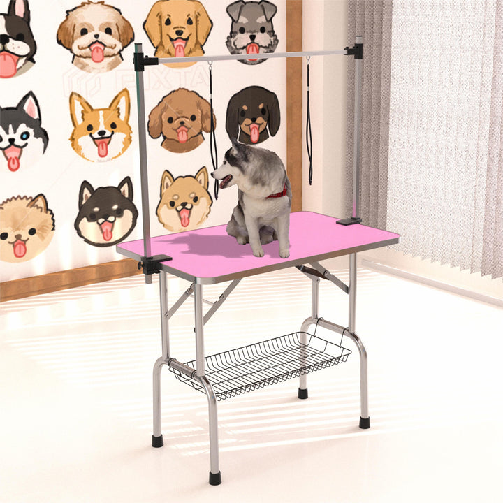 Folding Pet Grooming Table with Adjustable Arm