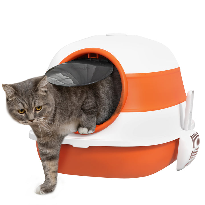 Foldable Cat Litter Tray with Lid, Scoop & Deodorant