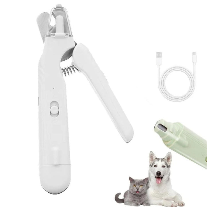 White LED Dog Nail Trimmer and Grinder 2-in-1