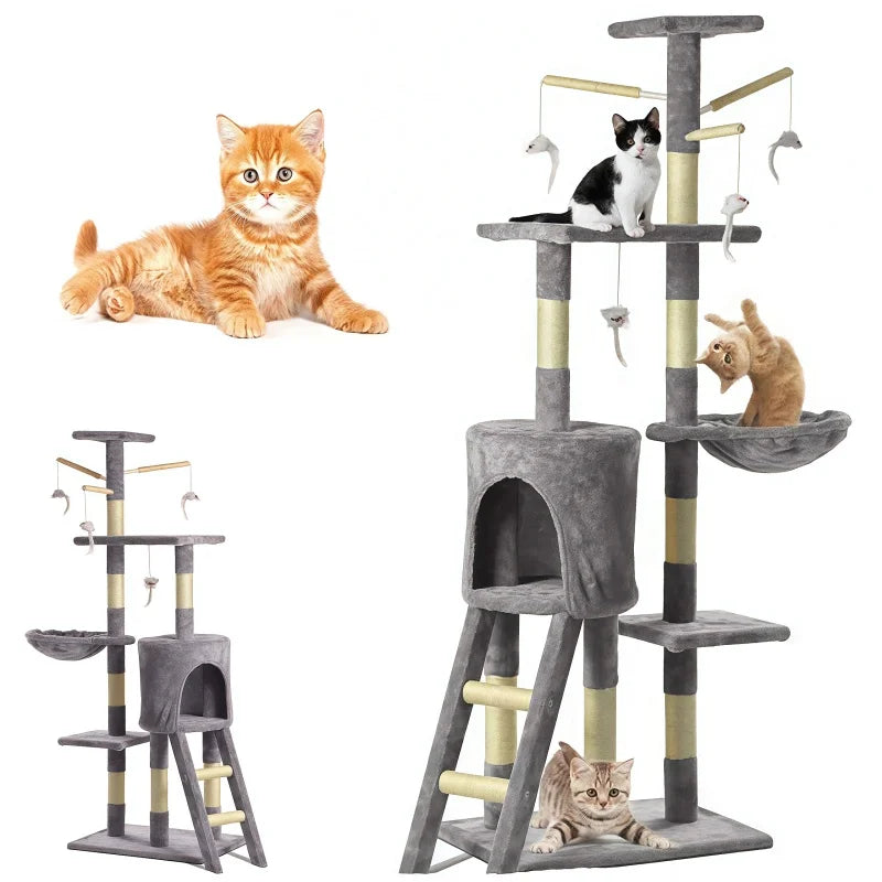 Multi-Storey Cat Tree Tower with Scratching Post and Cave