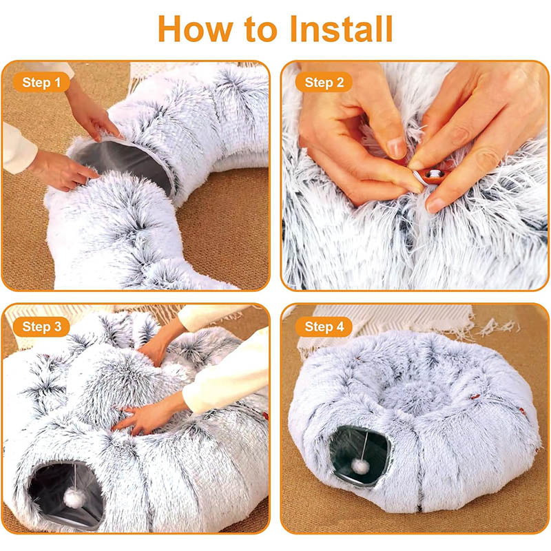 Transformable Cat Tunnel Bed with Interactive Play Features