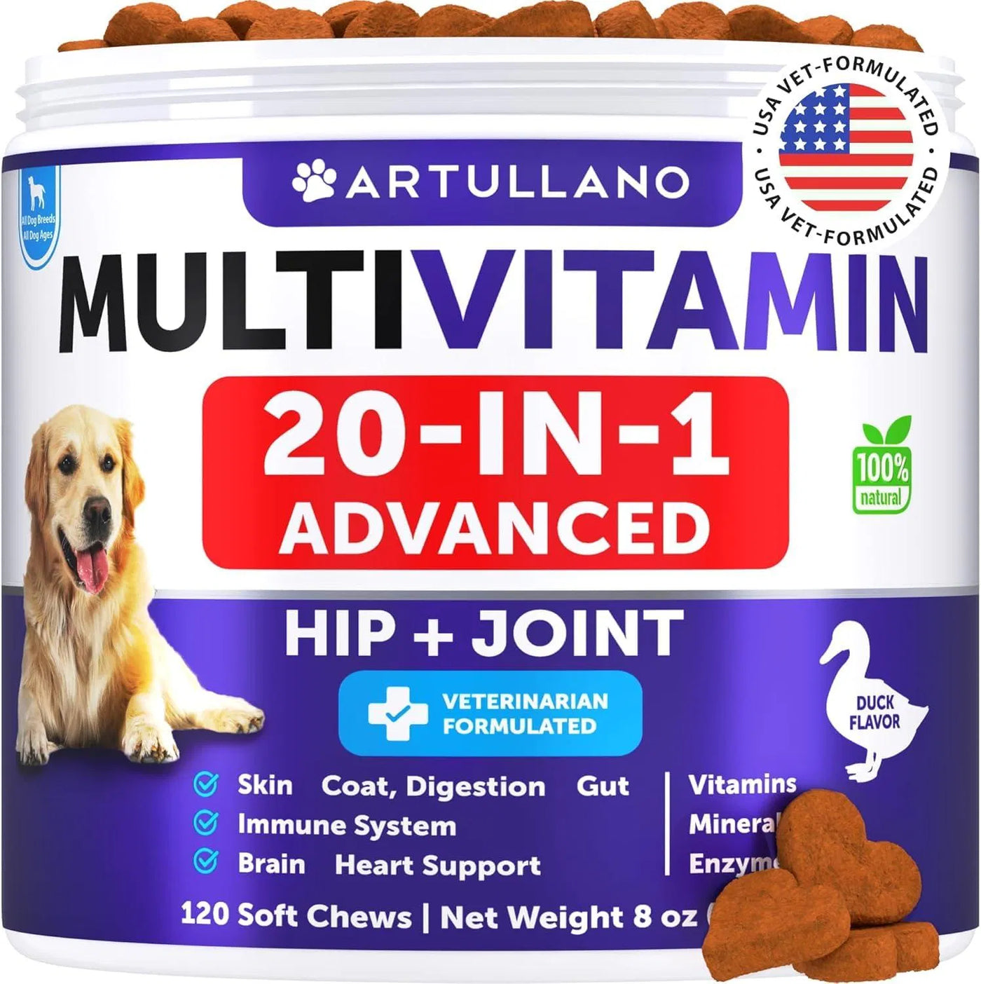 Dog Multivitamin Chews with Glucosamine & Probiotics